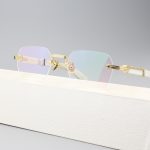 Solid Color Premium White Buffalo Horn Business Eyeglass Frame, Rimless Large Buffalo Horn Optical Myopia Eyewear Frame