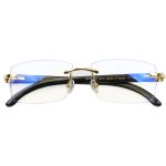 Frameless Business Eyeglasses with Buffalo Horn Temples, Vintage Prescription Glasses Frame for Large Faces - Image 5
