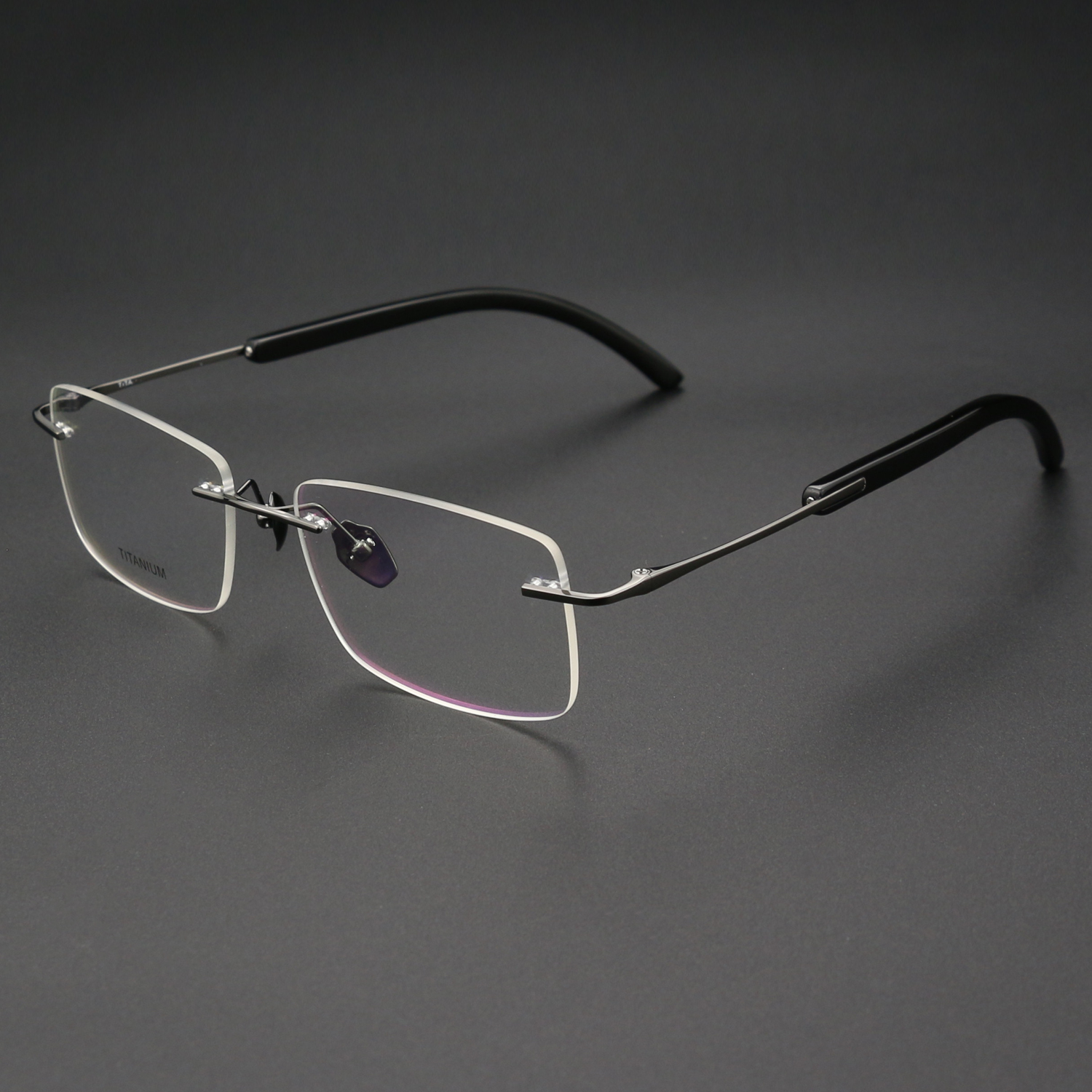 枪色 Men's Rimless Glasses, Natural Buffalo Horn & Pure TitaniumHS921A029 - Image 1