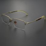 Men's Pure Titanium Myopia Eyeglass Frame, Natural Buffalo Horn Glasses Frame H2302 - Image 5