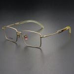 Men's Business Full Rim Myopia Eyeglasses Frame, Pure Titanium & Natural Buffalo Horn Glasses Frame H2301 - Image 5